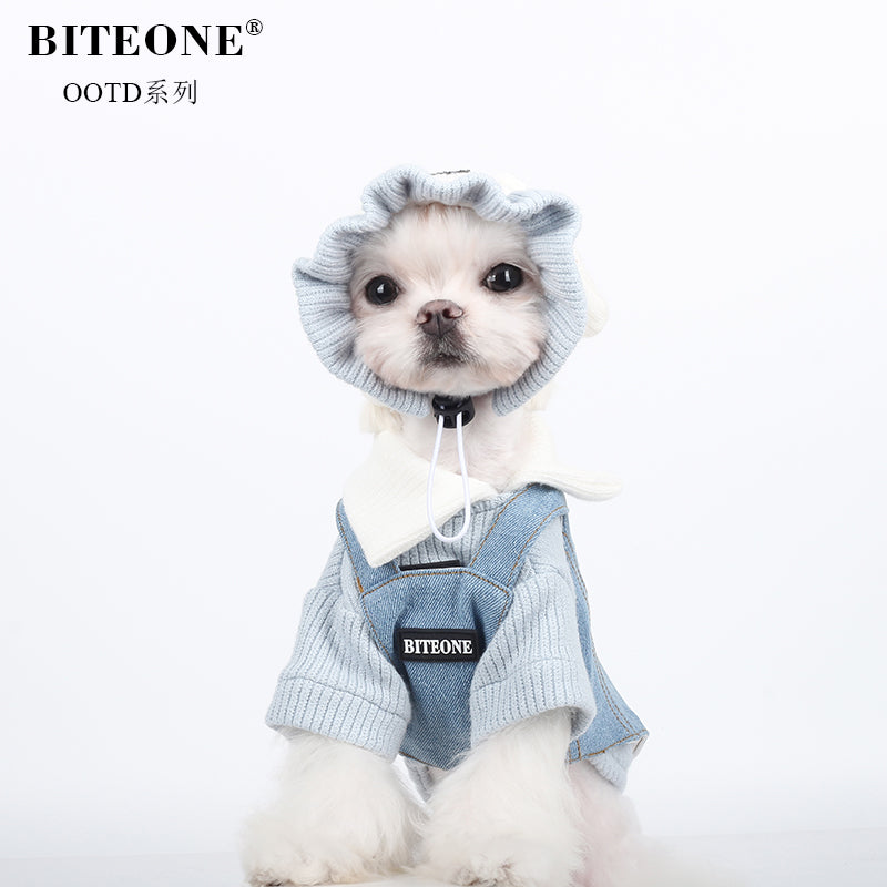 BITEONE Rabbit ear hat, cat dog pet clothes, autumn and winter accessories