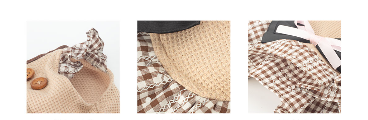 BITEONE Caramel Plaid Pet Dress ā Autumn/Winter Outfit for Cats & Dogs, Preppy Style