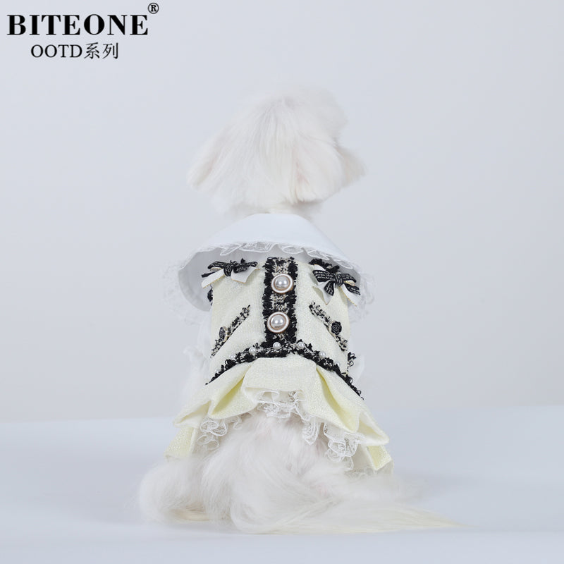 BITYONE [Shan Cha Nai Er] Cat Clothes Small Dog Malzis Yorkshire Small Fragrant Strap Skirt