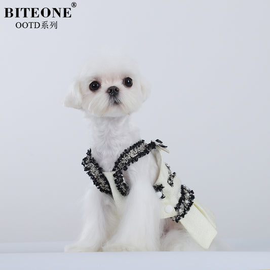 BITYONE [Shan Cha Nai Er] Cat Clothes Small Dog Malzis Yorkshire Small Fragrant Strap Skirt