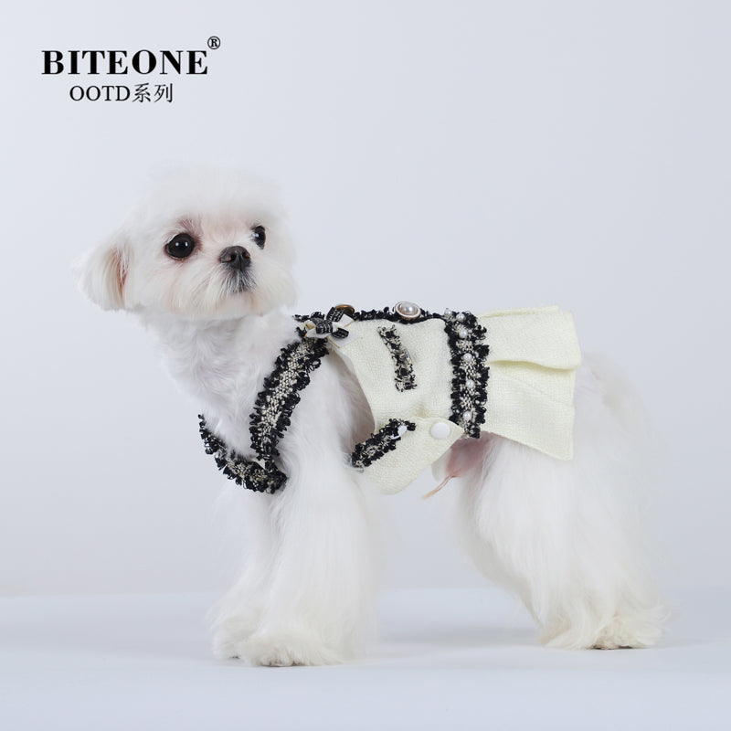 BITYONE [Shan Cha Nai Er] Cat Clothes Small Dog Malzis Yorkshire Small Fragrant Strap Skirt