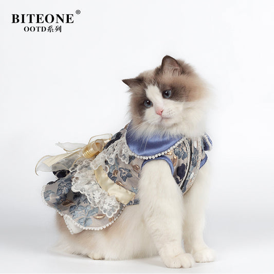 BITYONE [Monet Garden] Pet Cat Purchased Clothes Small Dog Autumn/Winter Skirt Matching