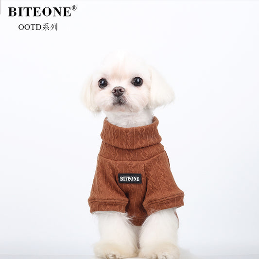 BITYONE [Reverse Caramel] Cat, Dog, Pet, Autumn and Winter Clothes, British Style High Collar Sweater