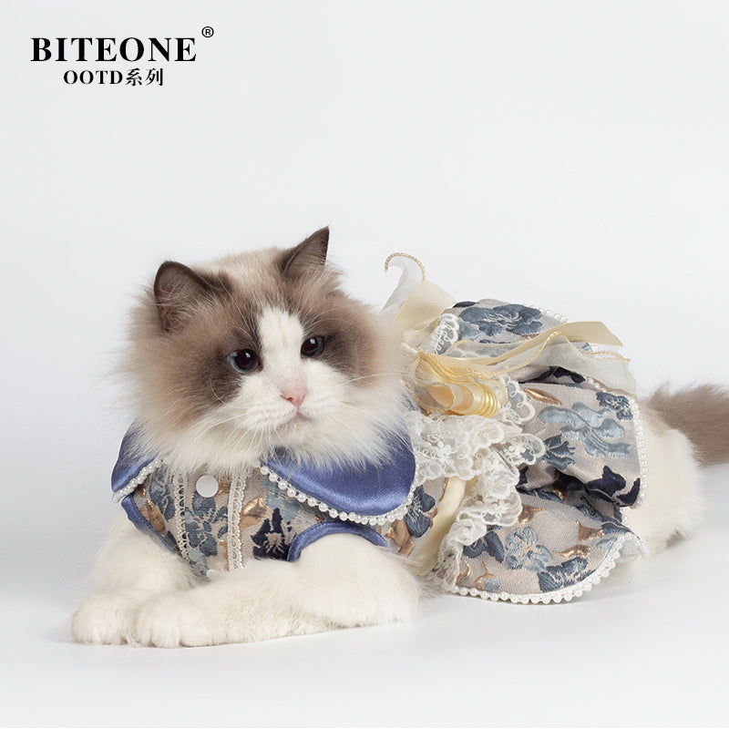 BITYONE [Monet Garden] Pet Cat Purchased Clothes Small Dog Autumn/Winter Skirt Matching