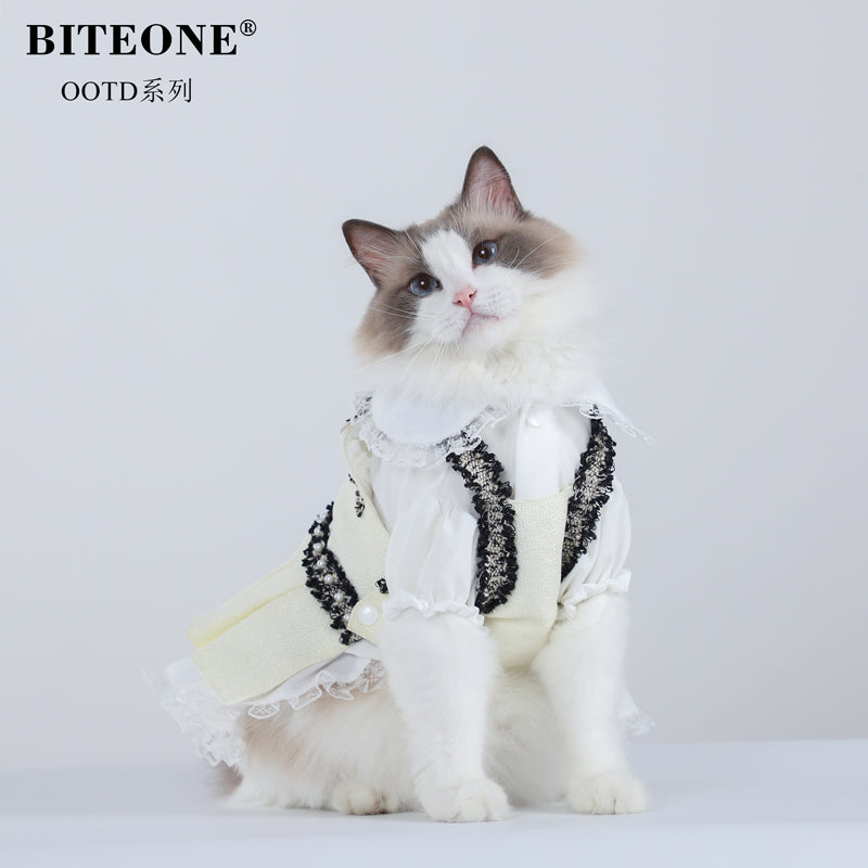 BITYONE [Shan Cha Nai Er] Cat Clothes Small Dog Malzis Yorkshire Small Fragrant Strap Skirt